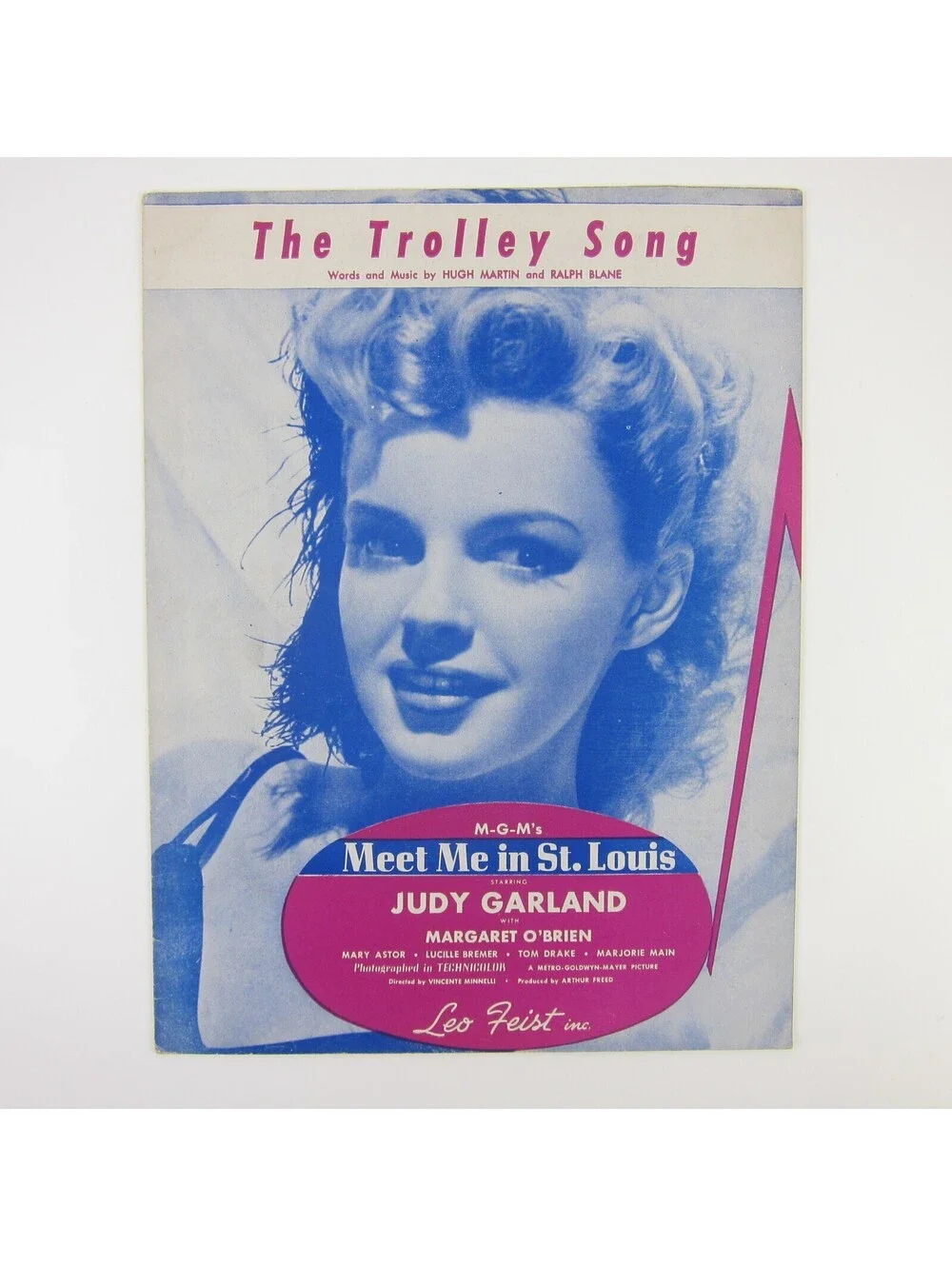 Sheet Music The Trolley Song Meet Me In St. Louis Judy Garland Vintage 1944